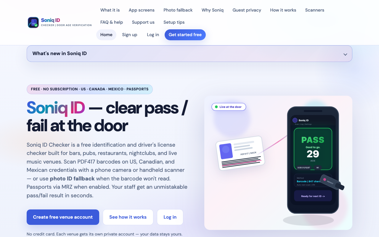 Soniq ID Checker