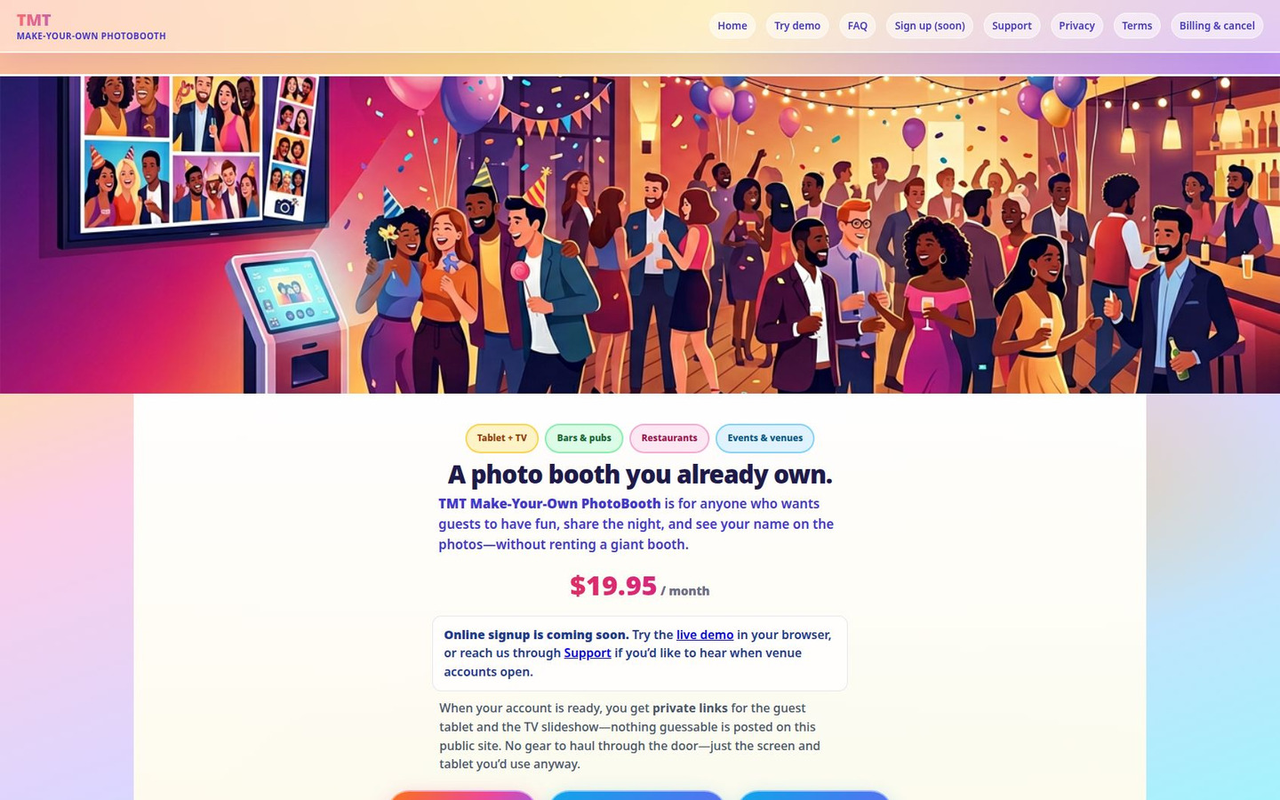 Homepage preview of TMT PhotoBooth